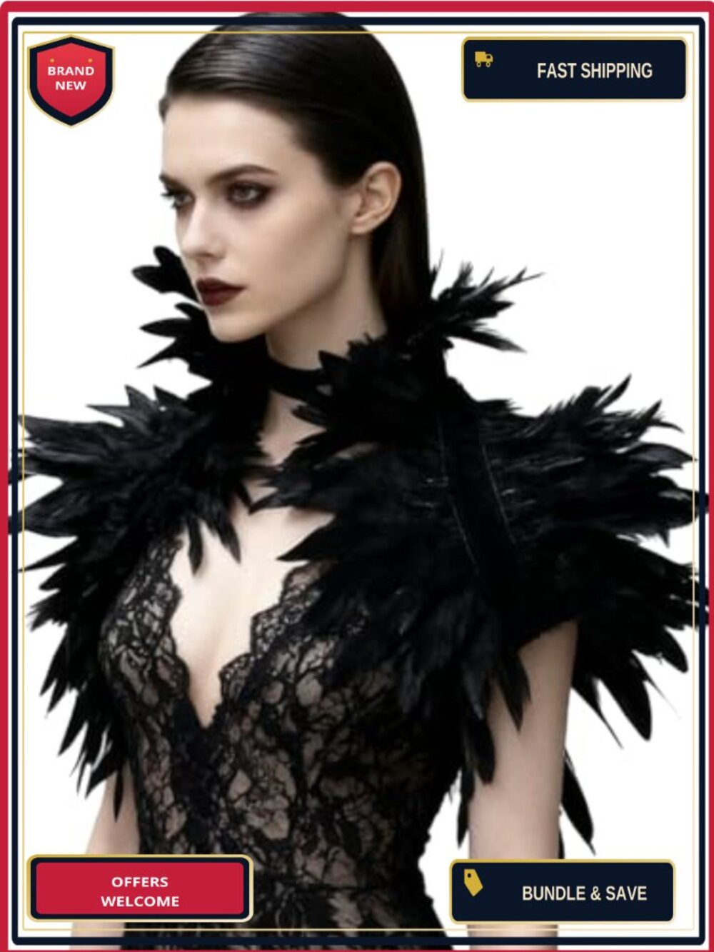 Real Feather Shrug Shawl Wrap Cape Victorian Collar Velvet